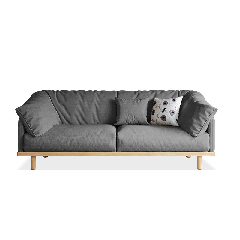 Living Room Cotton Couch Pillow Top Arm Sofa with Solid Wood Legs