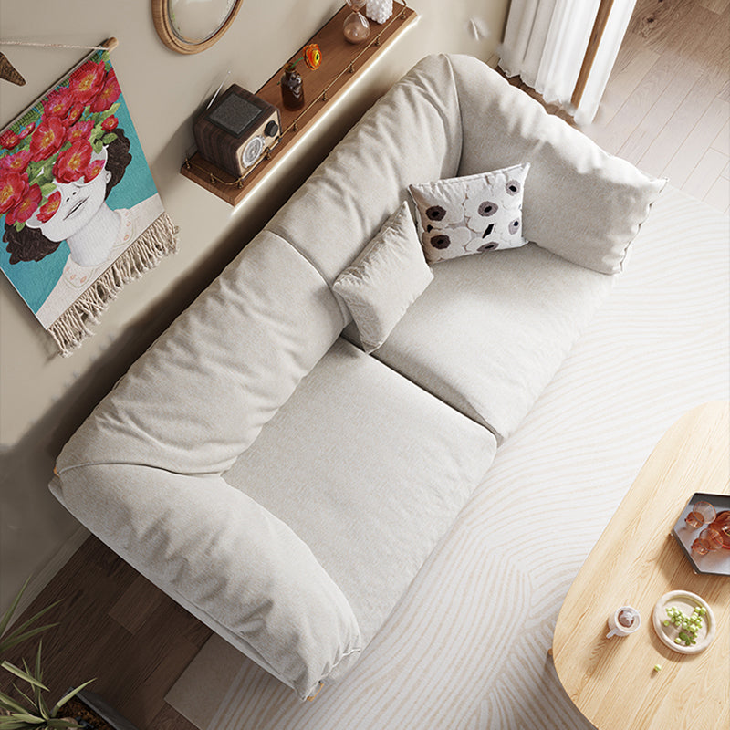 Living Room Cotton Couch Pillow Top Arm Sofa with Solid Wood Legs