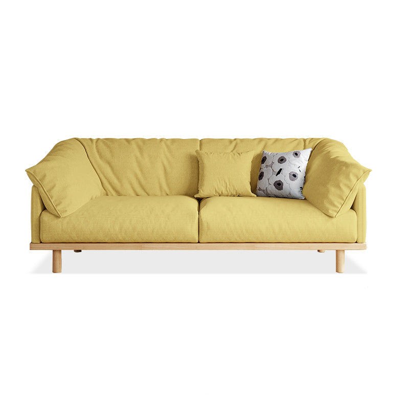 Living Room Cotton Couch Pillow Top Arm Sofa with Solid Wood Legs