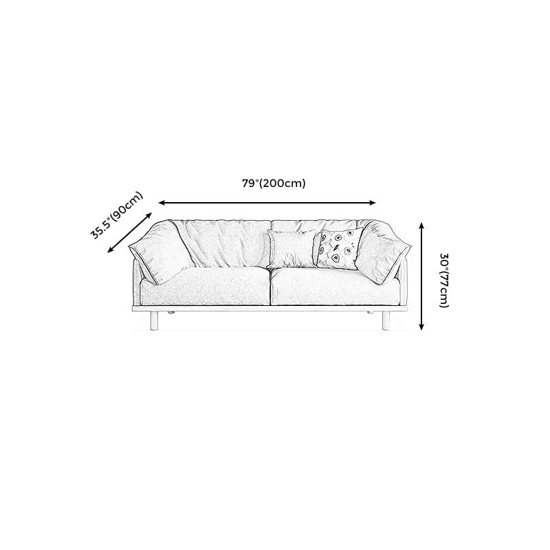 Living Room Cotton Couch Pillow Top Arm Sofa with Solid Wood Legs