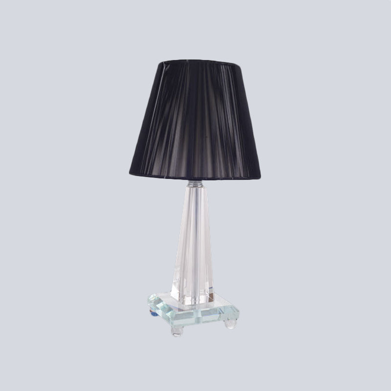 Contemporáneo 1 Mesa Cabeza Lámpara de escritorio con bengala ancho negro con sombra de tela