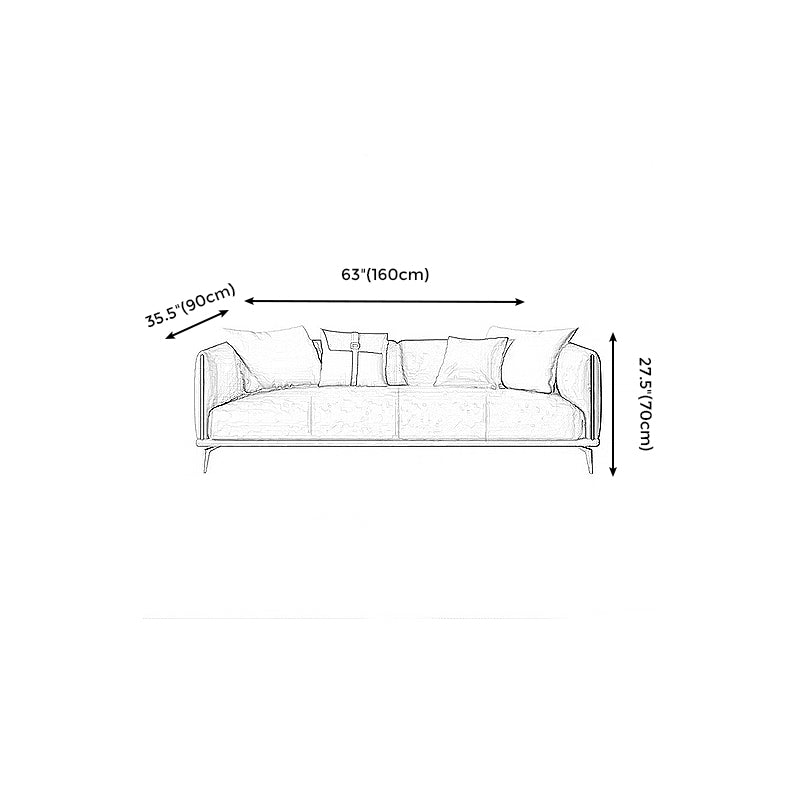 Contemporary Dark Gray Standard Sofa Faux Leather Sqaure Arm Couch