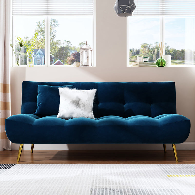 Scandinavian Tufted Back Couch Armless Sofa Bed with Brass Legs