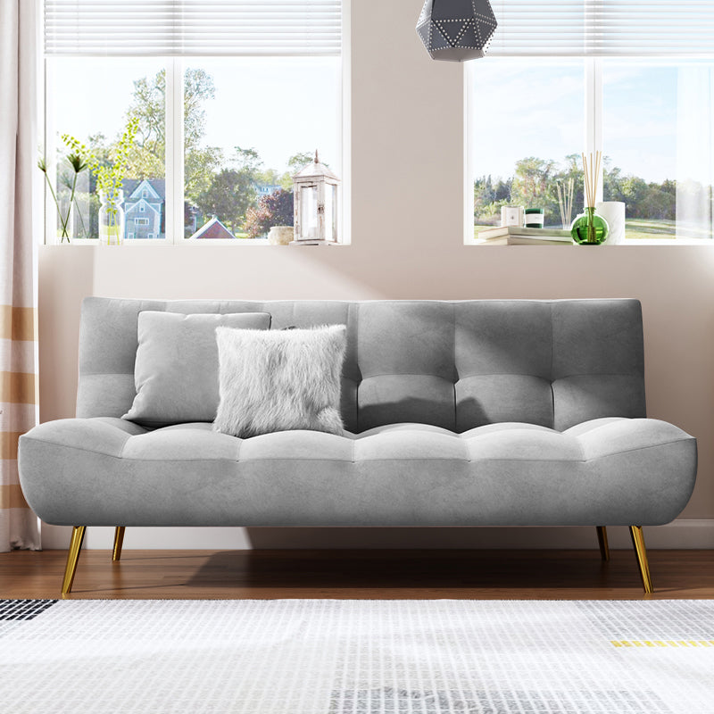 Scandinavian Tufted Back Couch Armless Sofa Bed with Brass Legs