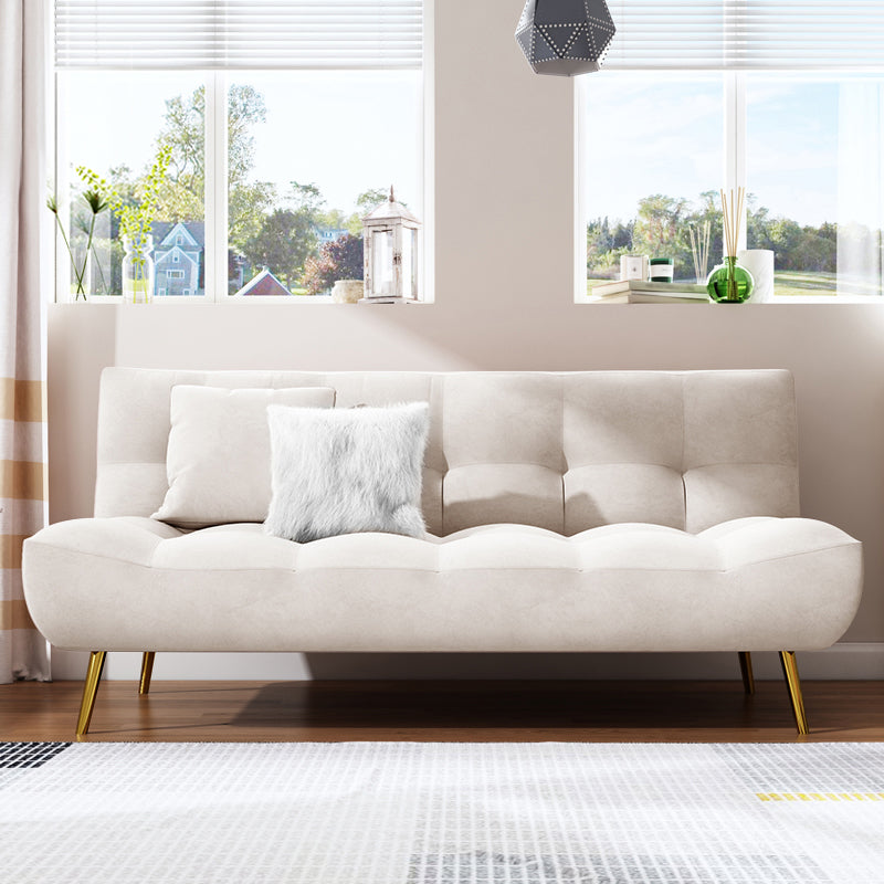 Scandinavian Tufted Back Couch Armless Sofa Bed with Brass Legs