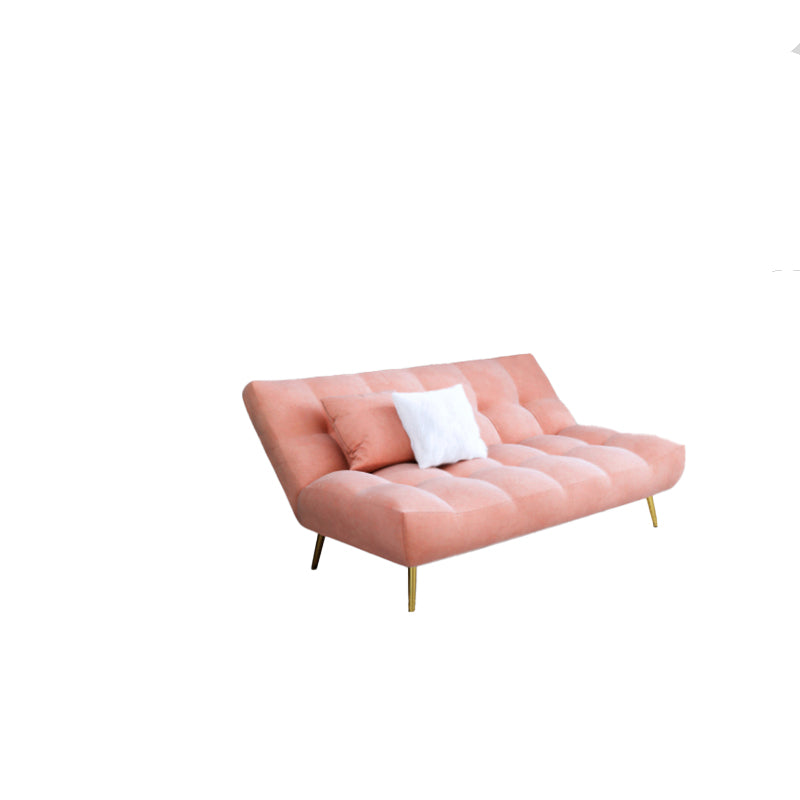 Scandinavian Tufted Back Couch Armless Sofa Bed with Brass Legs