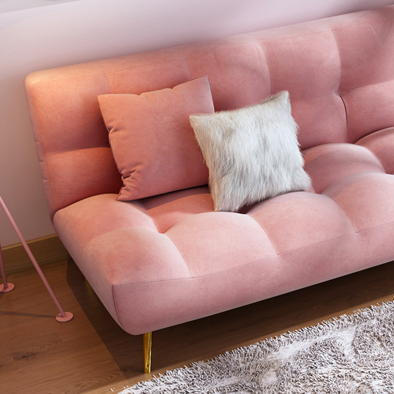 Scandinavian Tufted Back Couch Armless Sofa Bed with Brass Legs