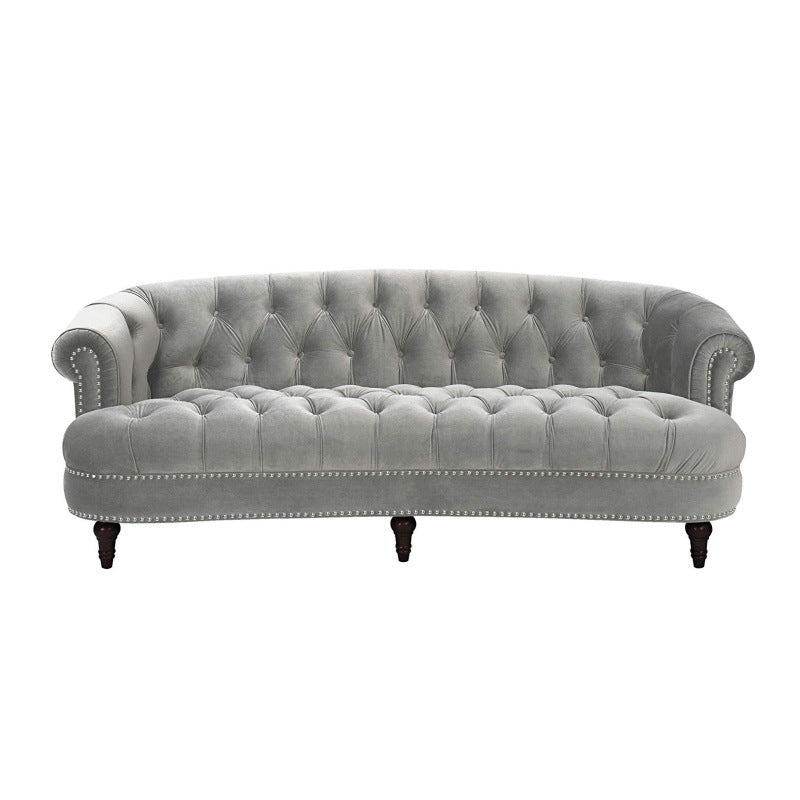 Classic Glam 3-seater Sofa Rolled Arm Couch with Tufted Back for Living Room