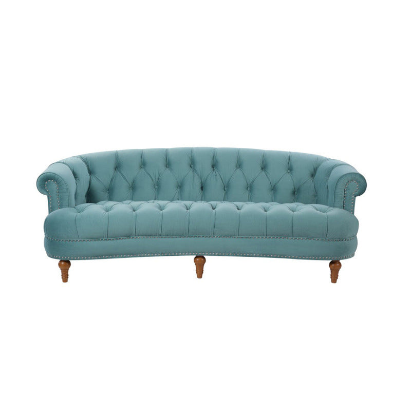 Classic Glam 3-seater Sofa Rolled Arm Couch with Tufted Back for Living Room