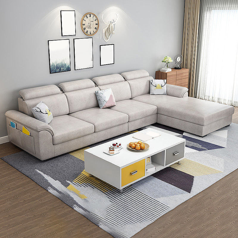 108.7"L √ó 70.9"W √ó 33.5"H Pillow Top Arm Sectional Slipcovered Sofa and Chaise