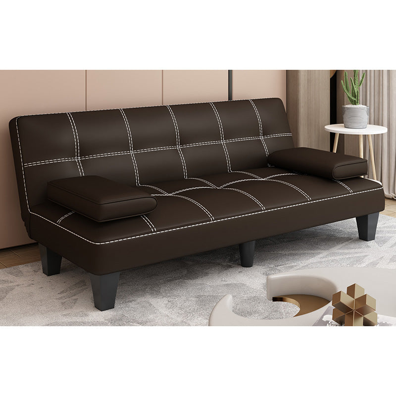 Contemporary Armless Sectional Leather Tufted Convertible Sofa for Living Room