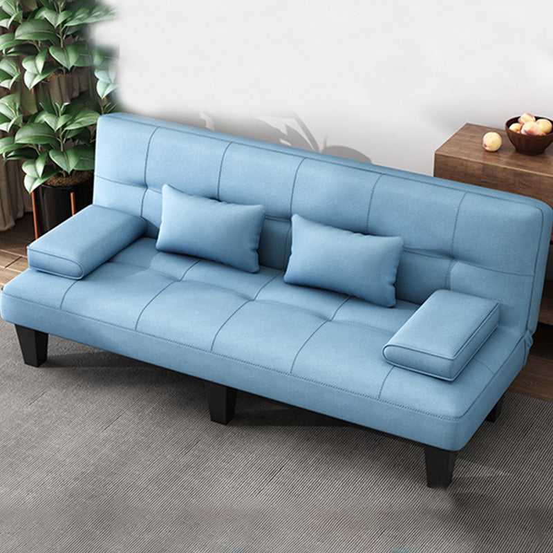 Contemporary Armless Sectional Leather Tufted Convertible Sofa for Living Room