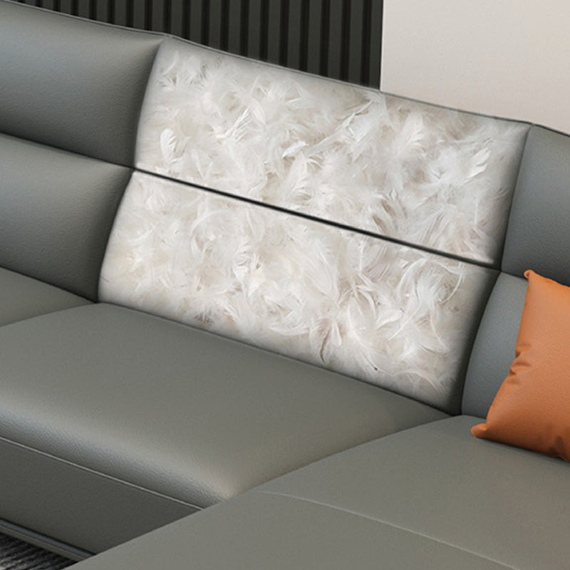 Genuine Leather Pillow Top Arm Sectionals 36.22"High Cushion Back Sofa, Black