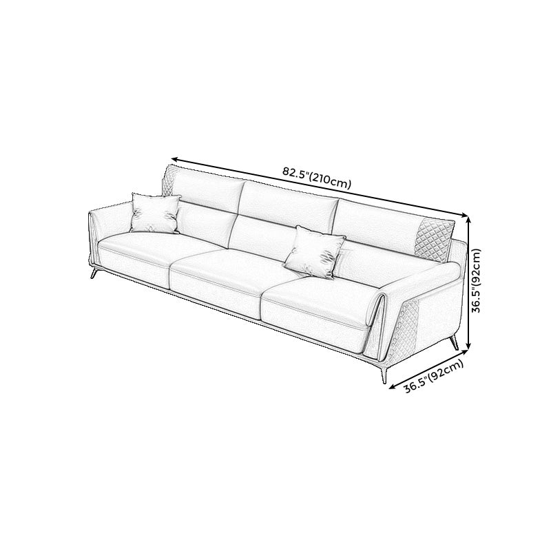 Genuine Leather Pillow Top Arm Sectionals 36.22"High Cushion Back Sofa, Black