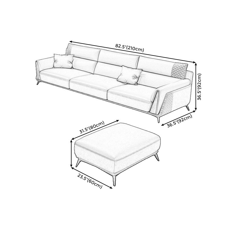 Genuine Leather Pillow Top Arm Sectionals 36.22"High Cushion Back Sofa, Black