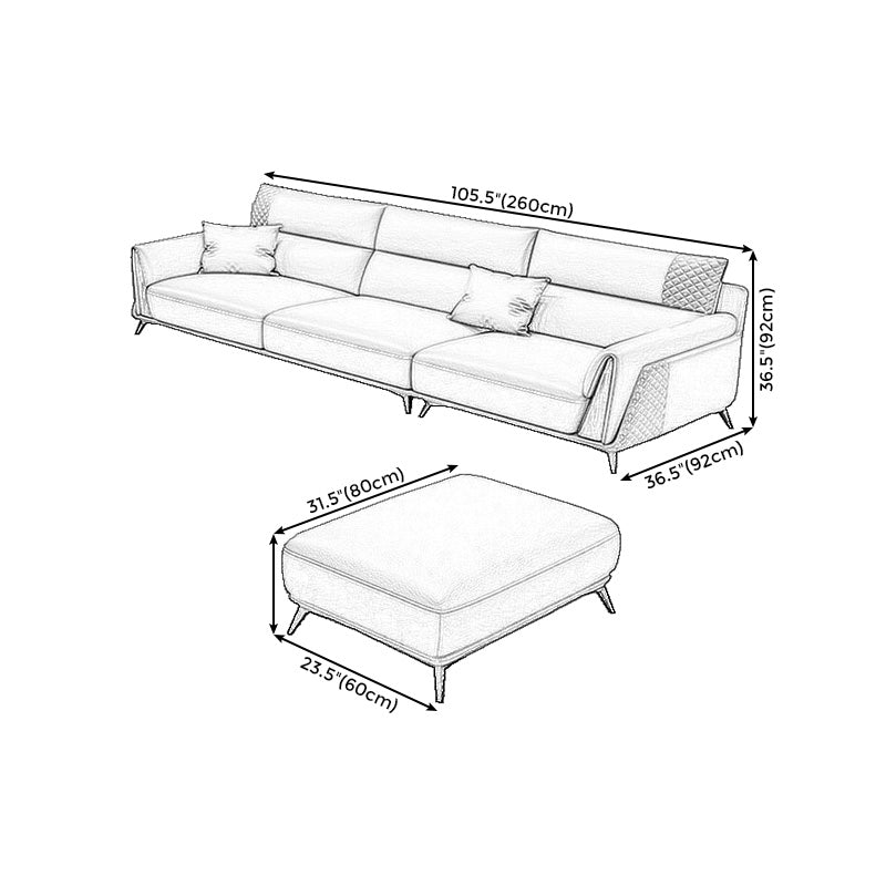 Genuine Leather Pillow Top Arm Sectionals 36.22"High Cushion Back Sofa, Black