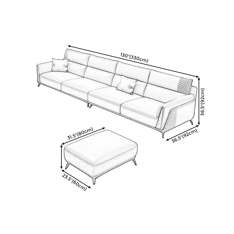 Genuine Leather Pillow Top Arm Sectionals 36.22"High Cushion Back Sofa, Black