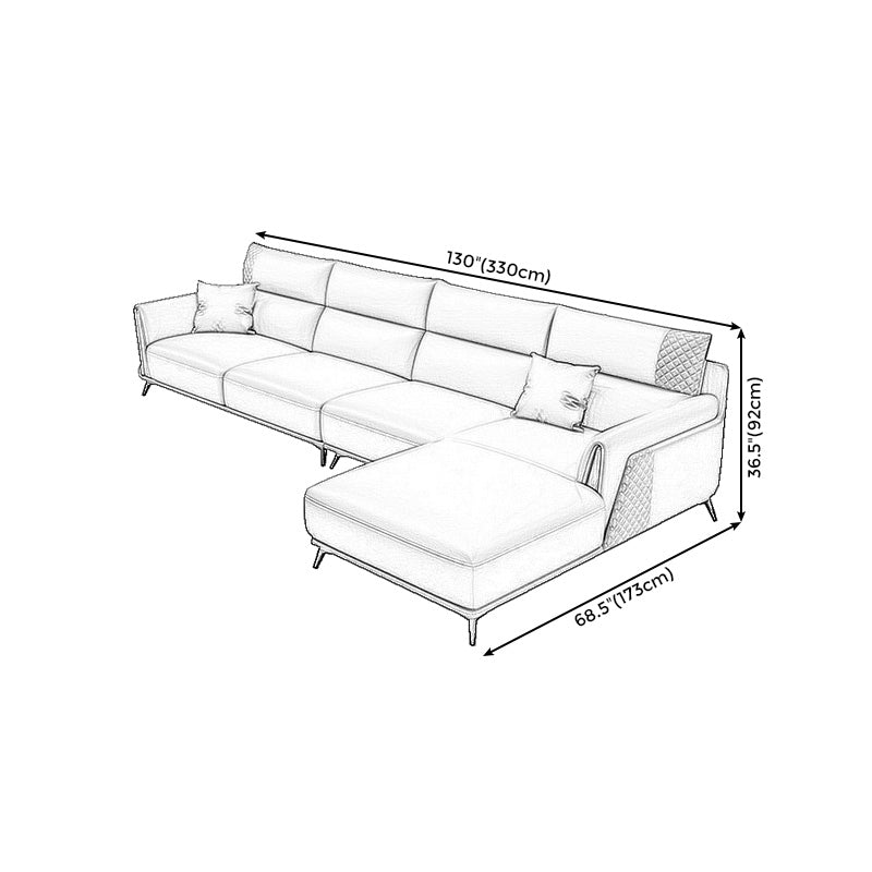 Genuine Leather Pillow Top Arm Sectionals 36.22"High Cushion Back Sofa, Black