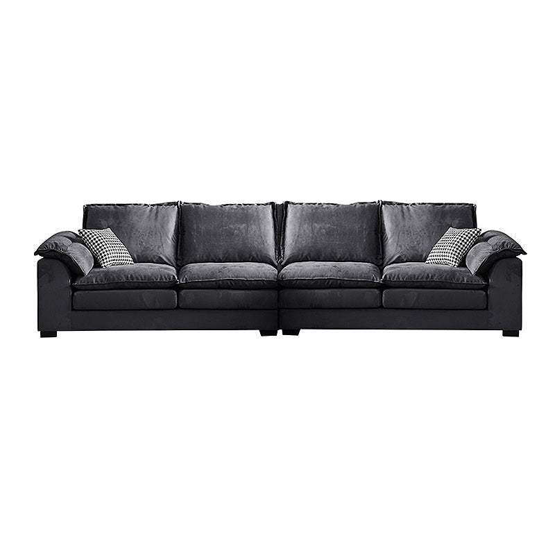 Fabric Pillow Top Arm Sectional 29.53"High Cushion Back Sofa, Black