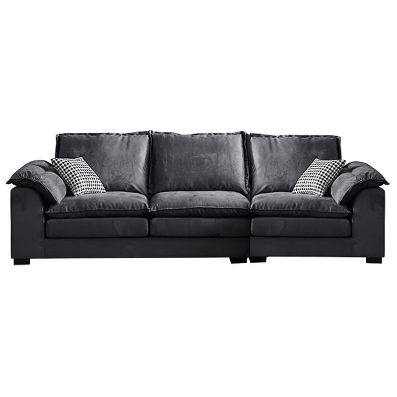 Fabric Pillow Top Arm Sectional 29.53"High Cushion Back Sofa, Black