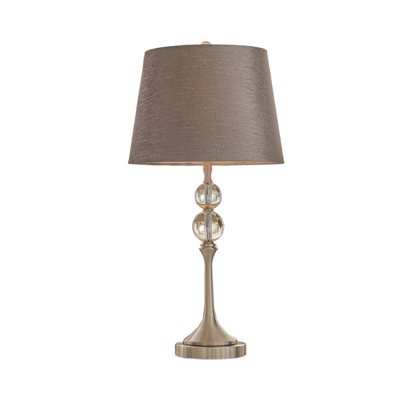 Lampe de bureau conique en cristal tissu contemporain 1 tête 11 "/ 13" de large lampe de table de nuit grise