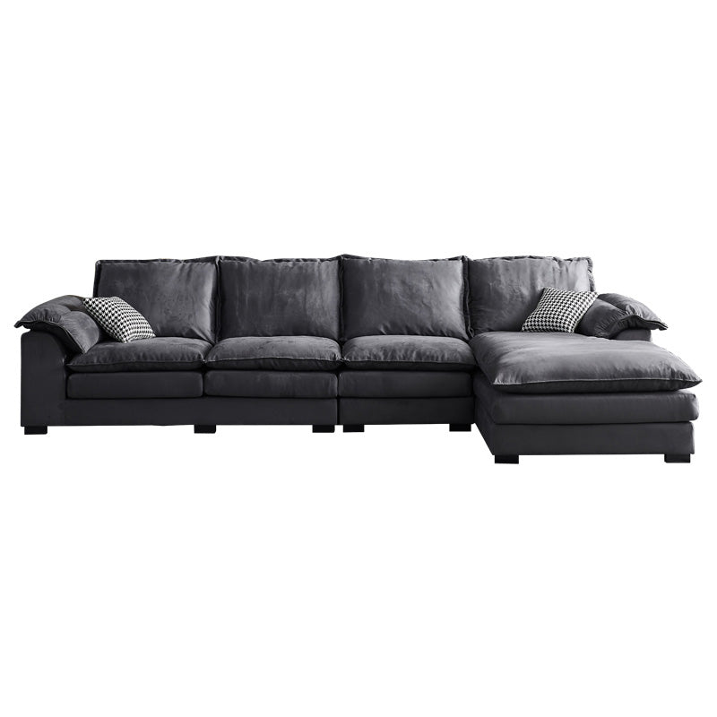 Fabric Pillow Top Arm Sectional 29.53"High Cushion Back Sofa, Black