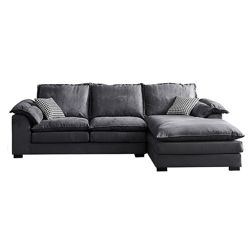Fabric Pillow Top Arm Sectional 29.53"High Cushion Back Sofa, Black