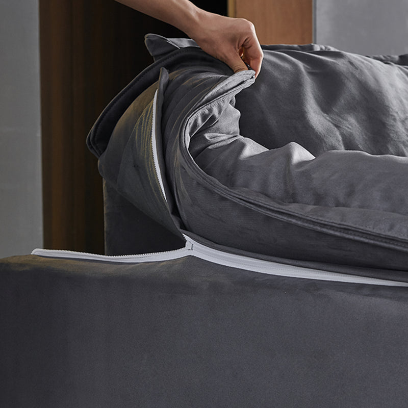 Fabric Pillow Top Arm Sectional 29.53"High Cushion Back Sofa, Black