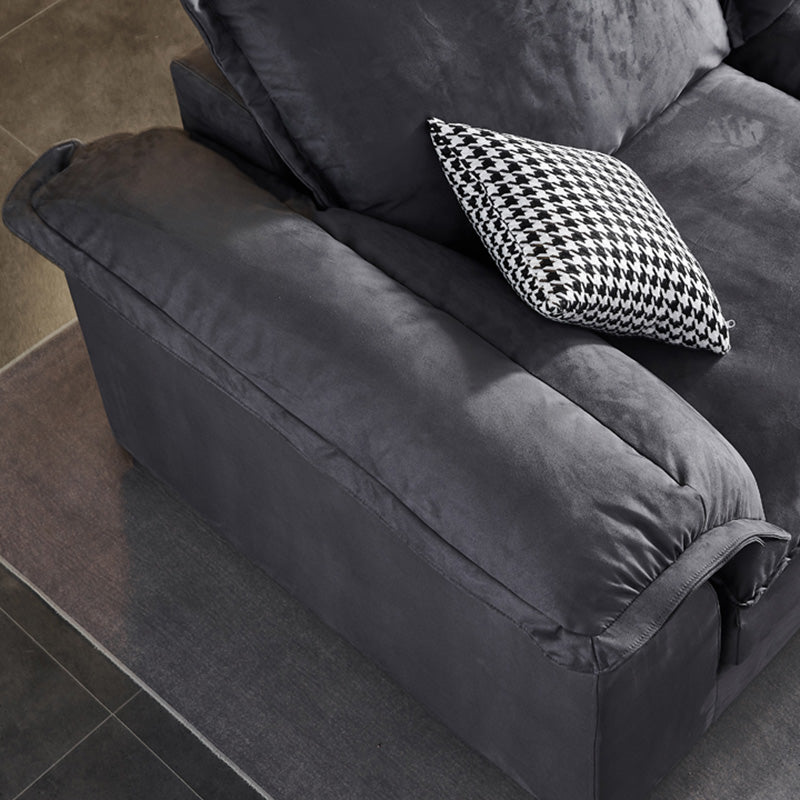 Fabric Pillow Top Arm Sectional 29.53"High Cushion Back Sofa, Black