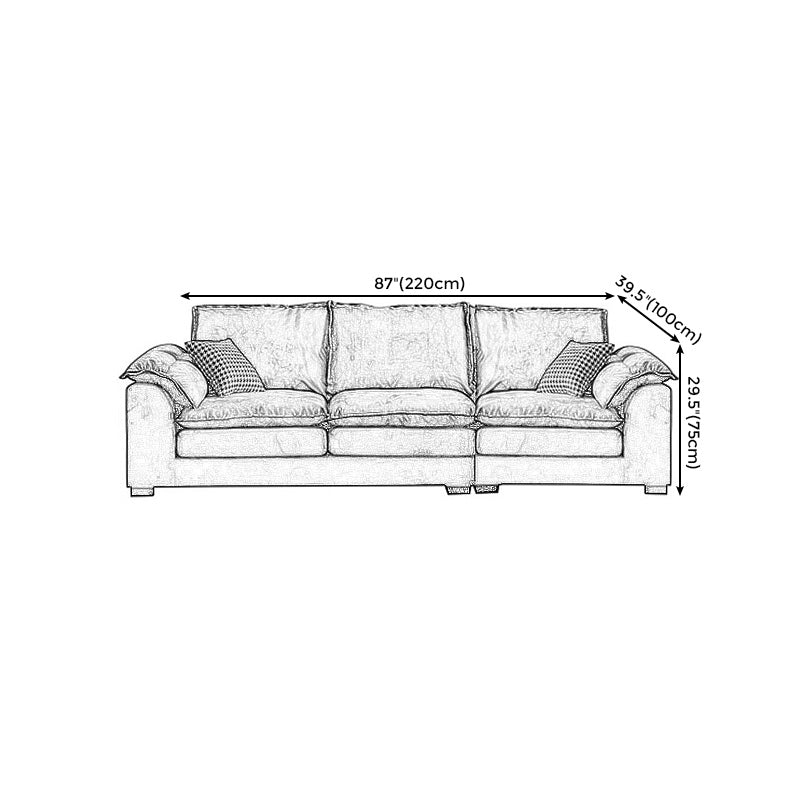 Fabric Pillow Top Arm Sectional 29.53"High Cushion Back Sofa, Black