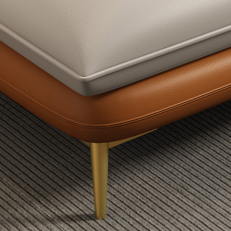 Genuine Leather Pillow Top Arm Sectionals 33.46"High Cushion Back Sofa