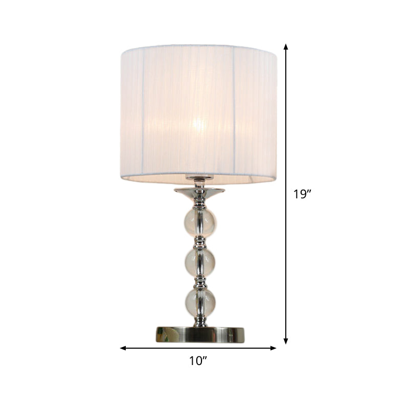 Lampe de travail en tissu Sphere Lampe de table de chevet moderniste en cristal taillé à la main à 1 ampoule en blanc