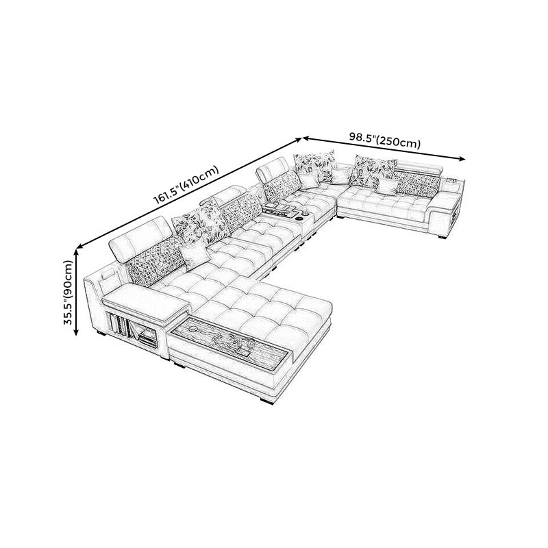 161.42"L x 98.43"W x 35.43"H Sofa Pillow Back Sectionals with Storage