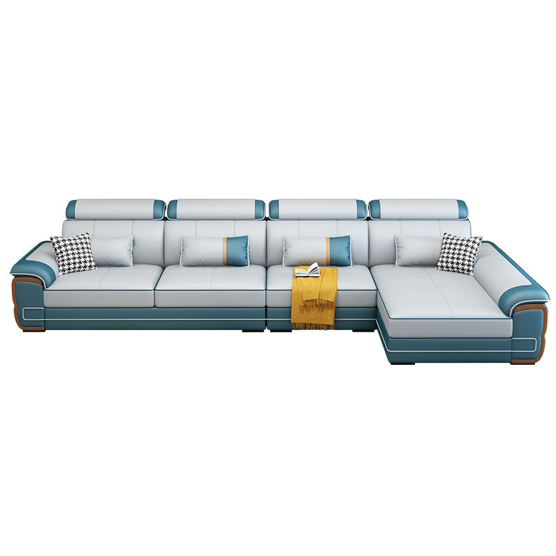 Faux Leather Pillow Top Arm Sectionals 31.5"High Cushion Back Sofa with Slipcover