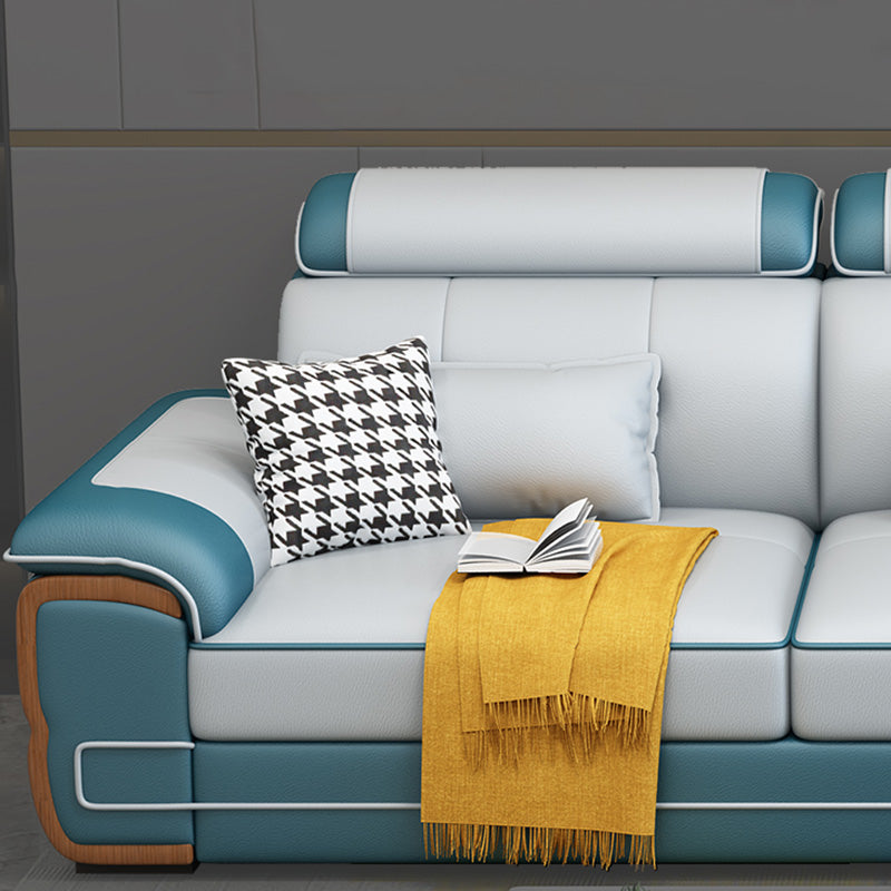 Faux Leather Pillow Top Arm Sectionals 31.5"High Cushion Back Sofa with Slipcover