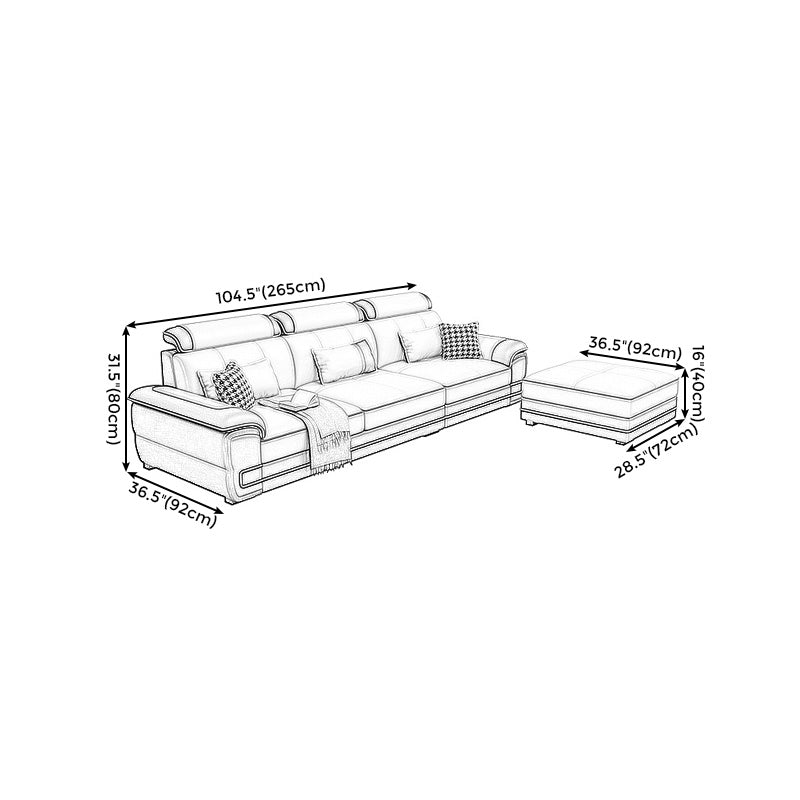 Faux Leather Pillow Top Arm Sectionals 31.5"High Cushion Back Sofa with Slipcover