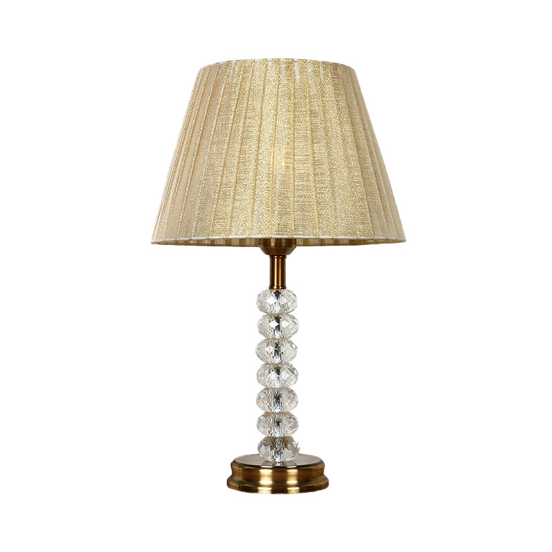 Modernist Shaded Study Lamp Fabric 1 Head Reading Book Light in Beige for Bedroom