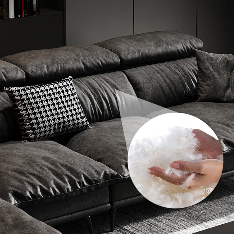 Waterproof Square Arm Sectionals 27.56"High Cushion Back Sofa,Black