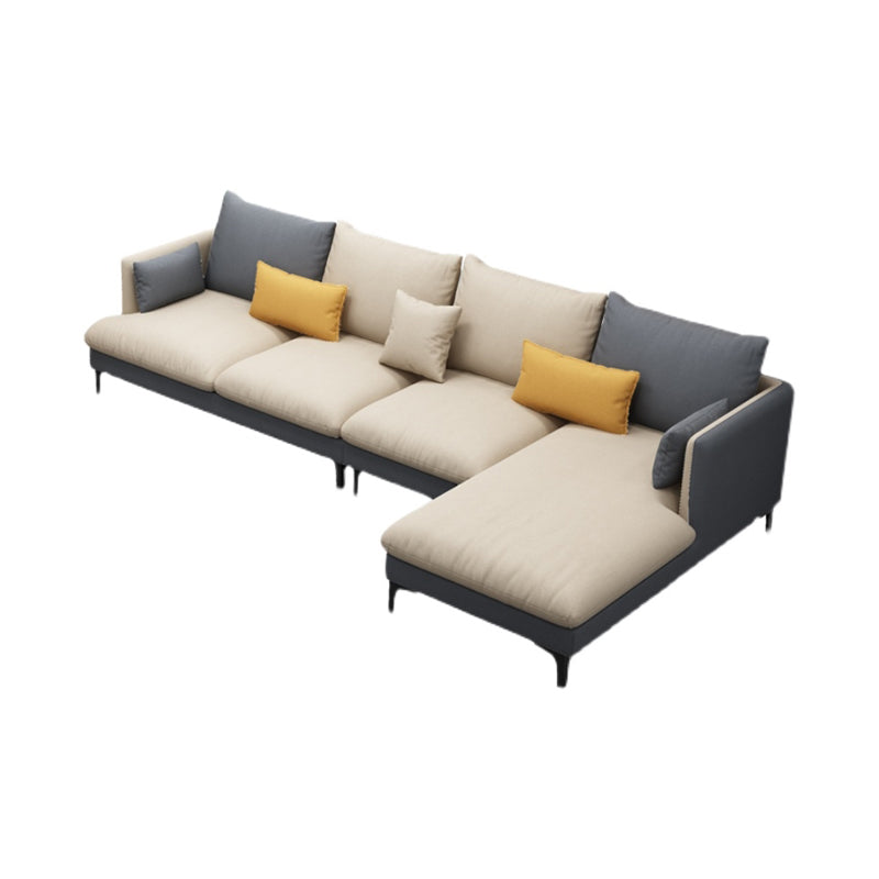 Light-Grey Waterproof Faux Leather Sofa Slipcovered Sectional with Recessed Arms