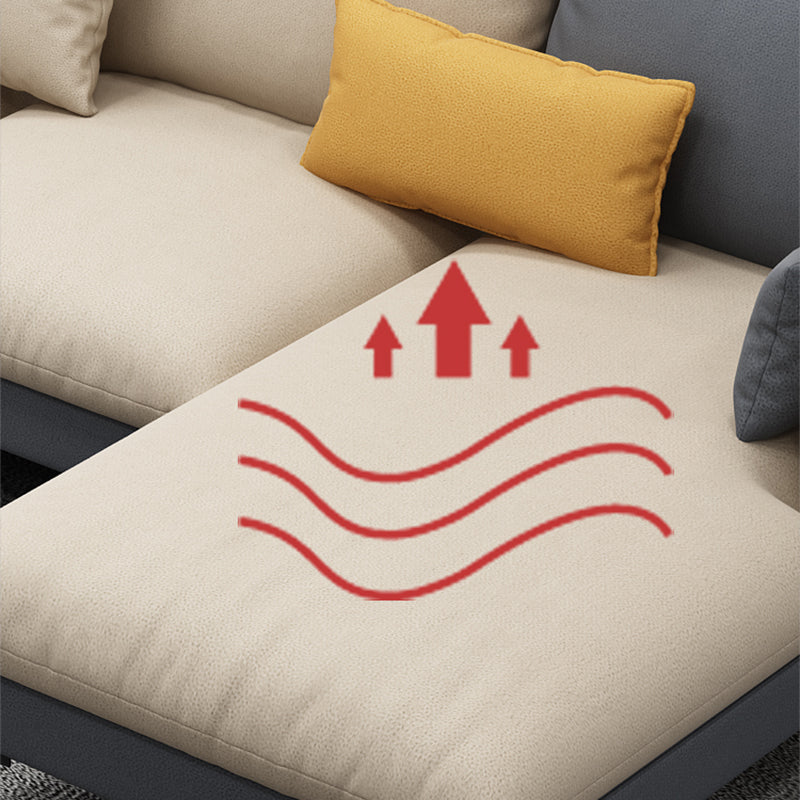 Light-Grey Waterproof Faux Leather Sofa Slipcovered Sectional with Recessed Arms