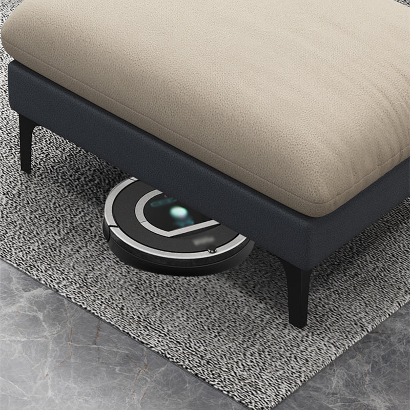 Light-Grey Waterproof Faux Leather Sofa Slipcovered Sectional with Recessed Arms