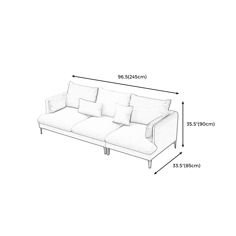 Light-Grey Waterproof Faux Leather Sofa Slipcovered Sectional with Recessed Arms