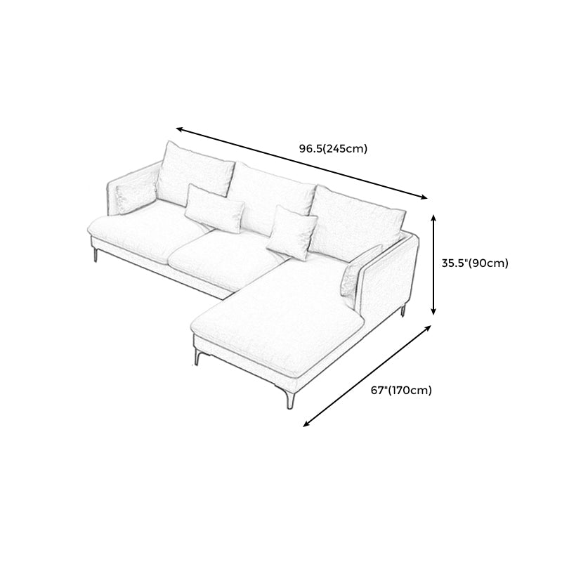 Light-Grey Waterproof Faux Leather Sofa Slipcovered Sectional with Recessed Arms