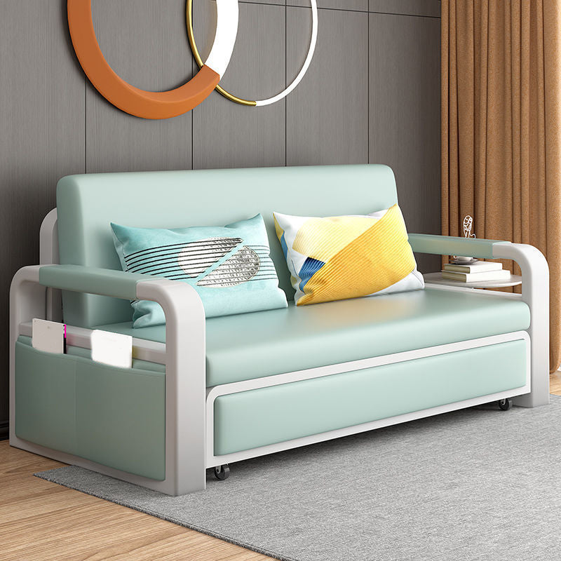 Contemporary Square Arm Removable Sofa Bed Metal Frame Sofa with Storage for Apartment