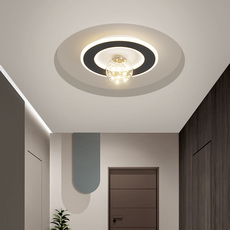 Modern Geometric Flush Light Fixture Metal 2 Light Flushmount Lighting