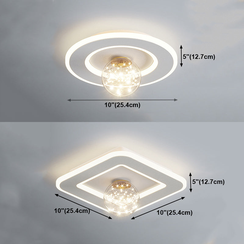 Modern Geometric Flush Light Fixture Metal 2 Light Flushmount Lighting