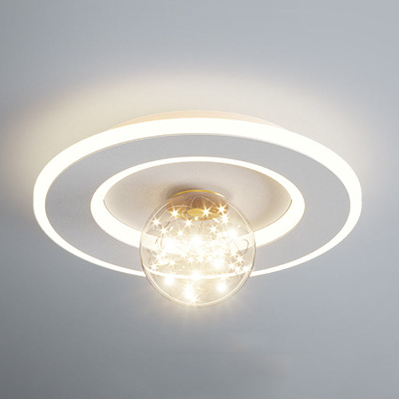 Modern Geometric Flush Light Fixture Metal 2 Light Flushmount Lighting