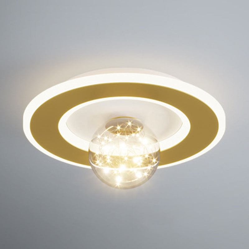 Modern Geometric Flush Light Fixture Metal 2 Light Flushmount Lighting