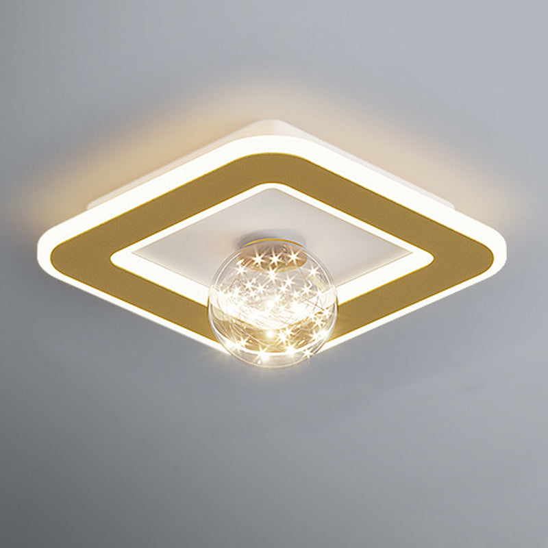 Modern Geometric Flush Light Fixture Metal 2 Light Flushmount Lighting