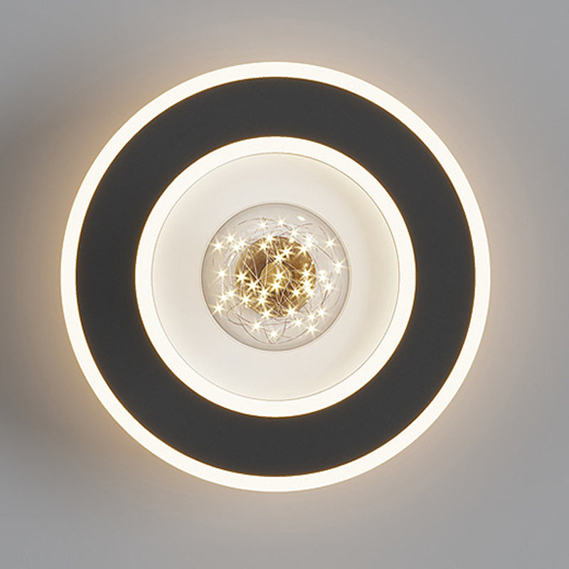 Modern Geometric Flush Light Fixture Metal 2 Light Flushmount Lighting